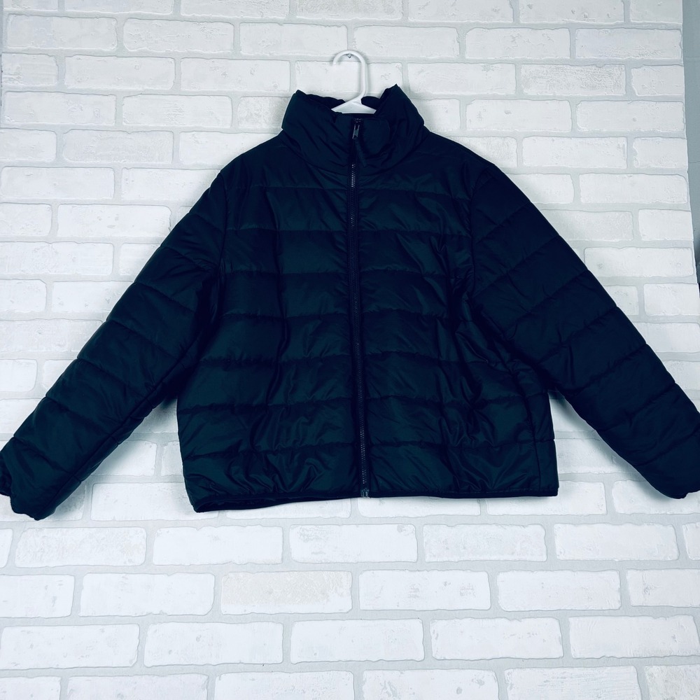 Wild Fable Kids Black Quilted‎ Puffer Jacket Full Zip Stand Collar XXL RN17730